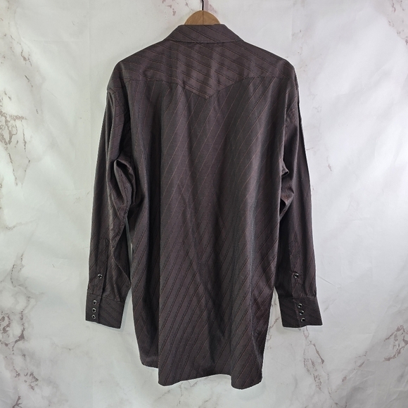 Panhandle Slim Shirt Mens XL Brown Lightweight Snap Button Western Cowboy  Vtg - Picture 5 of 13